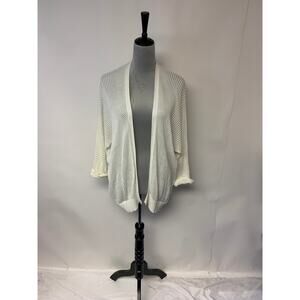 Express Womens Cardigan SZ XS Ivory Open Knit Relaxed Fit Lightweight Beach